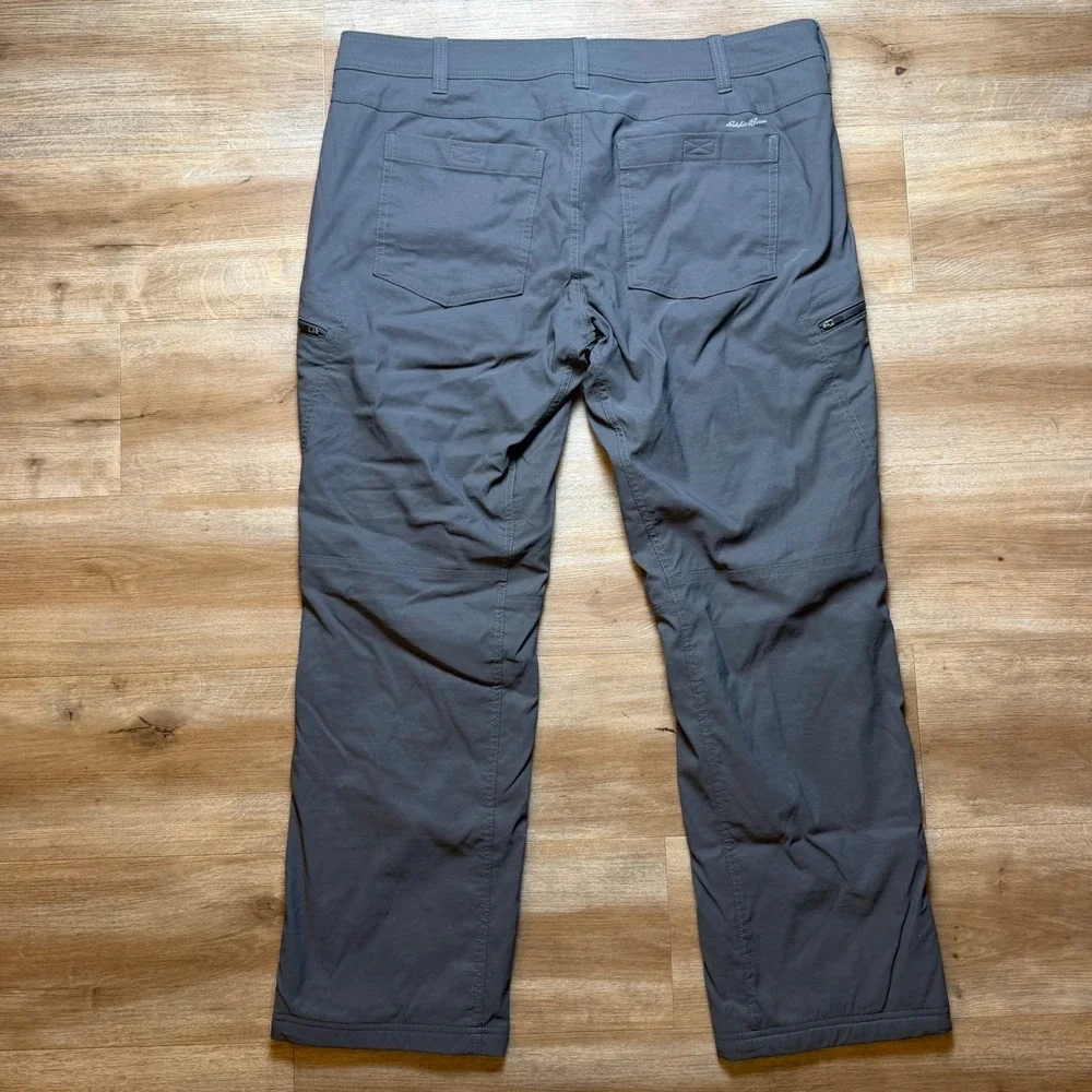 Eddie Bauer First Ascent Pants Mens 40x32 Gray Fleece Lined Cargo Hiking Outdoor